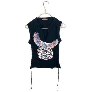 Rockstar • Fire Graphic Tank Top w/Lace Up Sides.